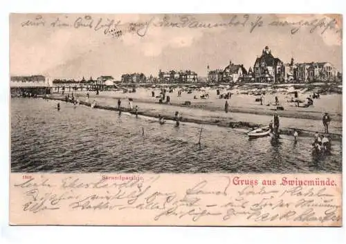 Litho Ak Gruss aus Swinemünde Strandparthie 1898 Pommern