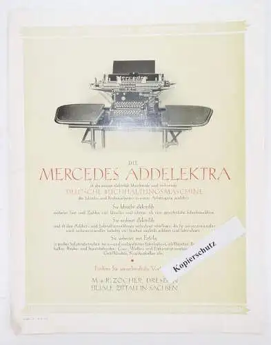 Werbe Prospekt Mercedes Addelektra Zocher Dresden Rechenmaschine 1920er