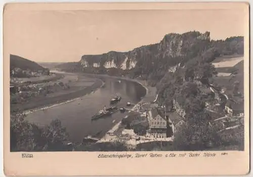 Walter Hahn Dresden Ak 8570 Kurort Rathen a. Elbe mit Bastei Wände 1980 