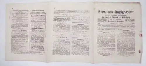 6 x Amts und Anzeige Blatt Gerolzhofen Volkach und Würzburg 1865 Zeitung