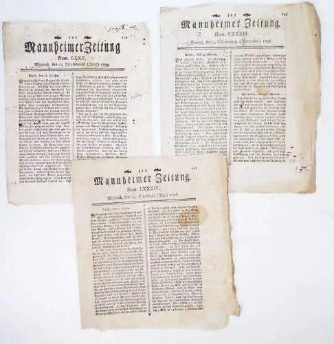 Mannheimer Zeitung 1795 und 1796 Mannheim