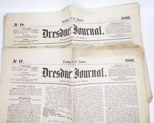 Antik Zeitung Dresdner Journal 1866 Nr 17 u 18 Hartmann Dresden Sachsen