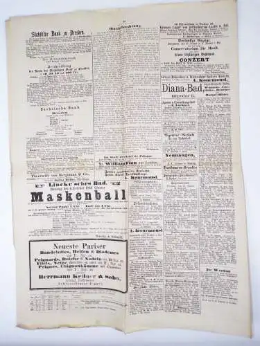 Antik Zeitung Dresdner Journal 1866 Nr 17 u 18 Hartmann Dresden Sachsen