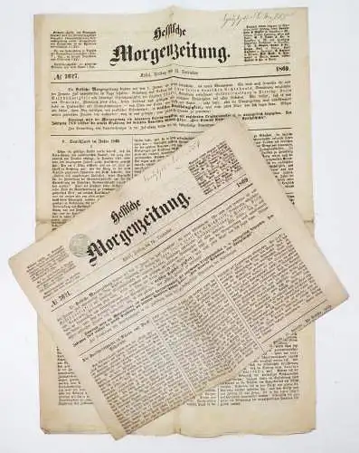 Hessische Morgenzeitung 1869 Kassel Hessen 2 Zeitungen