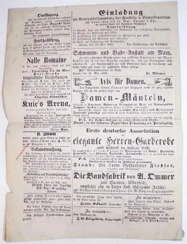 Hanauer Zeitung 1865 1866 Hanau Hessen 2 Stück