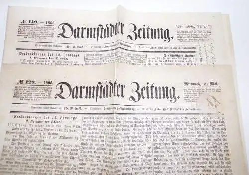 Darmstädter Zeitung 1865 und 1866 Darmstadt