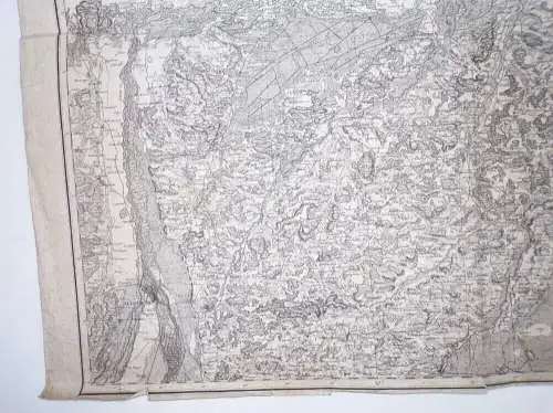 Übersichtskarte kgl Jagd Reviere im Leibgehege Münsingen Bayern um 1840 Karte