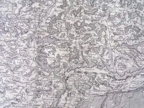 Übersichtskarte kgl Jagd Reviere im Leibgehege Münsingen Bayern um 1840 Karte