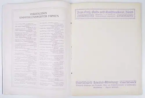Schreibmappe 1916 Jean Frey Zürich Buchdruckerei Reklame 