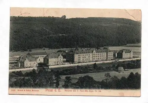 Ak Pirna a. E. Kaserne des 5. Feld-Art.-Regis. Nr. 64. 1910