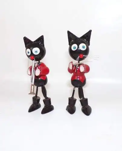 Alte Katzen Kapelle Klavier Musiker wohl Expertic DDR  Figuren cats