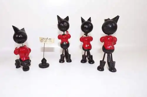 Alte Katzen Kapelle Klavier Musiker wohl Expertic DDR  Figuren cats