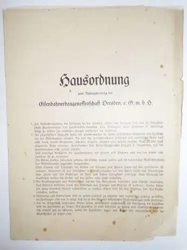 Eisenbahn Baugenossenschaft Dresden GmbH Geschäftsbericht 1937 Dokumente