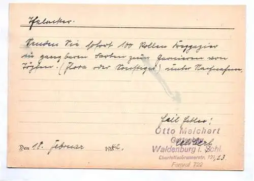 Postkarte Waldenburg Altwasser Schlesien Melchert Gärtnerei Blumen 1942