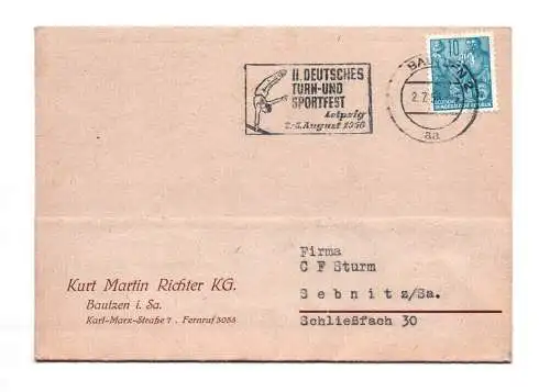 Postkarte Kurt Martin Richter KG Bautzen in Sachsen 1956