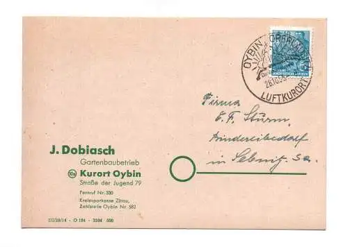 Postkarte Gartenbaubetrieb Kurort Oybin 1955