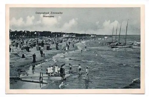 Ak Ostseebad Zinnowitz Strandleben Menschen am Strand