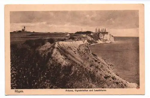 Ak Rügen Arkona Signalstation und Leuchtturm