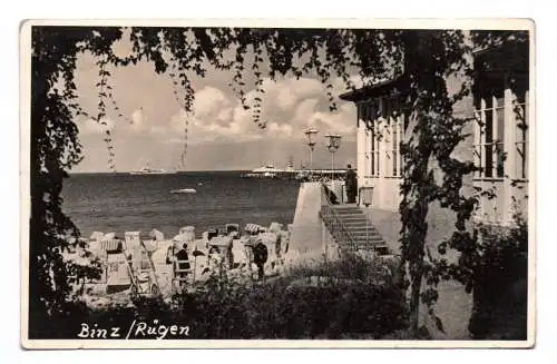 Foto Ak Binz Rügen Gasthaus Brücke Meer