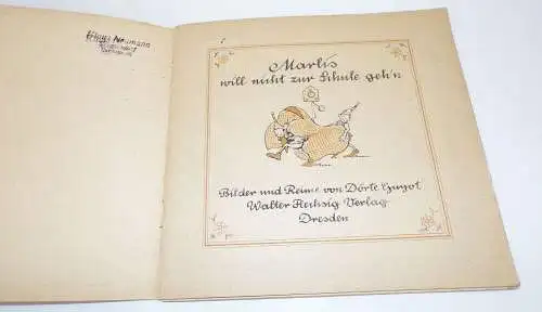 Marlis will nicht zur Schule gehn Dörte Guryot um 1950 Kinderbuch