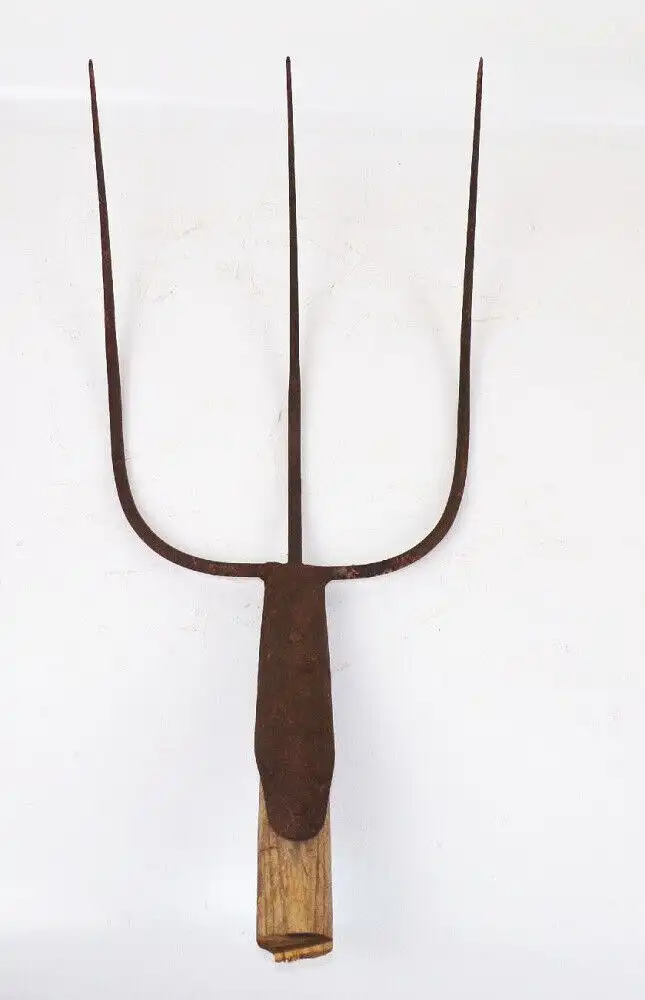 Alte Heugabel Dreizack Bauern Werkzeug Mistgabel  3