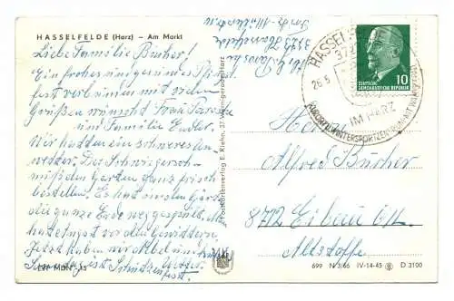 Ak Hasselfelde Harz Am Markt 1966