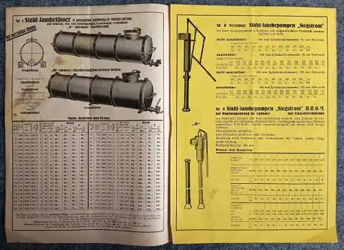 Alter Prospekt Siegstrom allen voran Stahl und Jauchefässer Broschüre