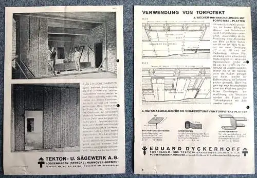 Die Torfitekt Platte Eduard Dyckerhoff alter Prospekt Baustoffe