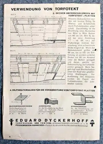 Die Torfitekt Platte Eduard Dyckerhoff alter Prospekt Baustoffe