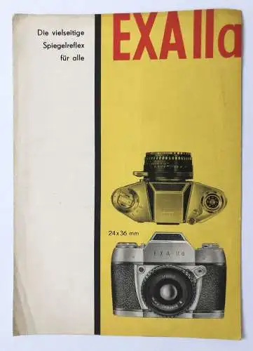 Prospekt EXA lla 24 x 36 mm Kamera Fotoapparat DDR 1963