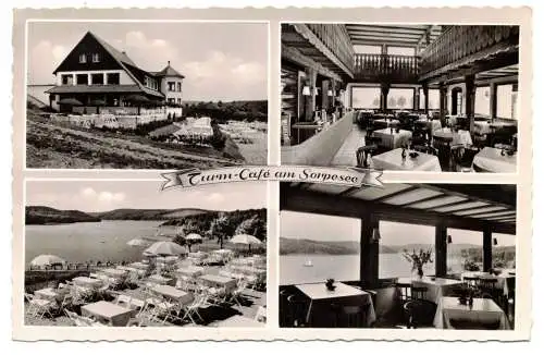 Ak Turm Cafe am Sorpesee Langscheid Kreis Arnsberg 1960er