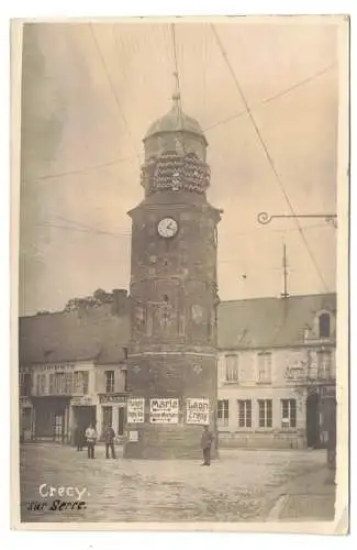 Foto Ak Crecy sur Serre Frankreich 1 Wk Wegweiser Turm France