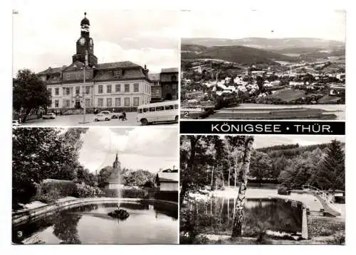 Ak Königsee Thüringen Rathaus am Markt Blick vom Gebörne Waldbad 1977