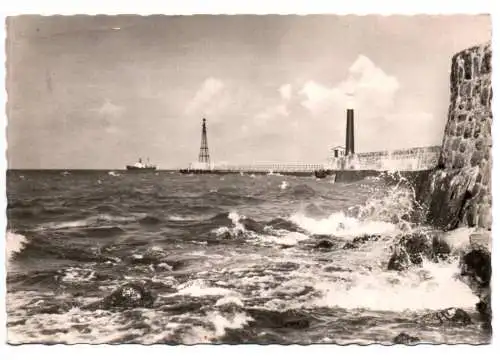 Foto Ak Warnemünde Mole 1957 Meer