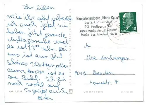 Ak Gruss aus Freiberg Sachsen Springbrunnen im Scheringerpark 1979