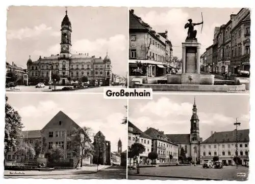 Ak Großenhain Markt Dianabrunnen Rathaus Berufsschule 1959