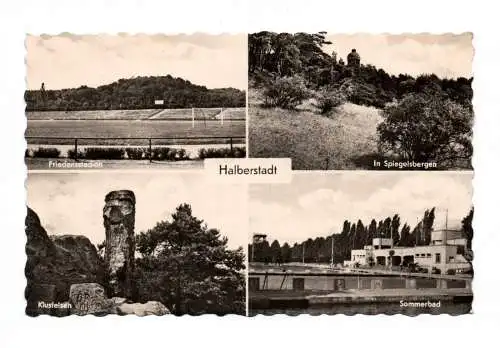 Ak Halberstadt Spiegelsbergen Klusfelsen Sommerbad 1957