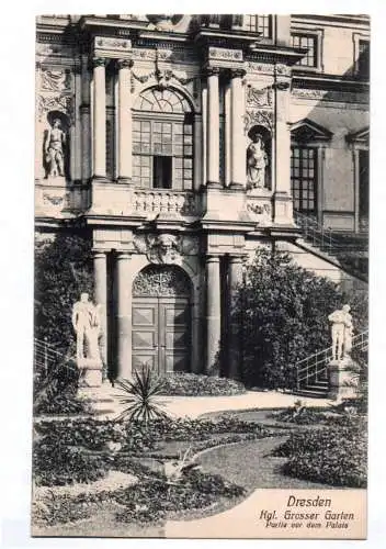 Ak Dresden kgl grosser Garten Partie vor dem Palais