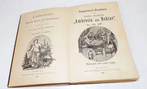 Liederbuch für deutsche Ärzte und Naturforscher 1892 Korb Döbeln