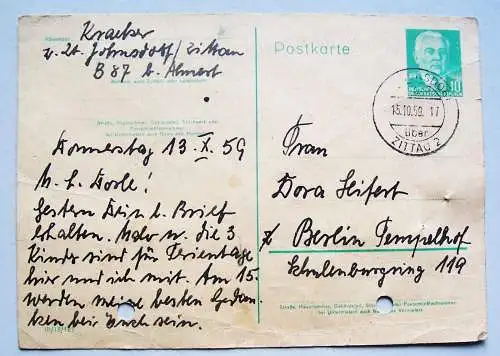 3 x DDR Ganzsache P68 Berlin & Zittau 1959 - 1961 ! (D)