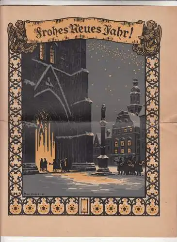 Schmuckbrief Glückliches Neujahr Dresden Frauenkirche Max Brückner 1927    D20