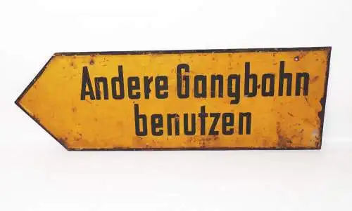 Altes Schild Andere Gangbahn benutzen Bahnhof Eisenbahn Blechschild