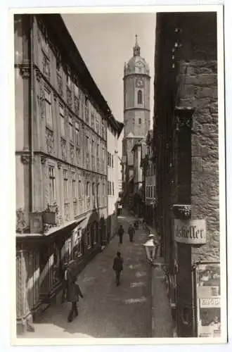 Foto Ak Jena Kirche Straße Gasse Ratskeller Alfred Bischoff 1951