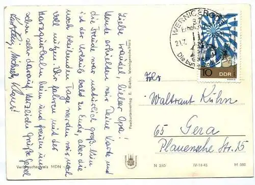 DDR Ak Wernigerode Harz 1965 Alter Wachturm Kochstraße und Dullenturm