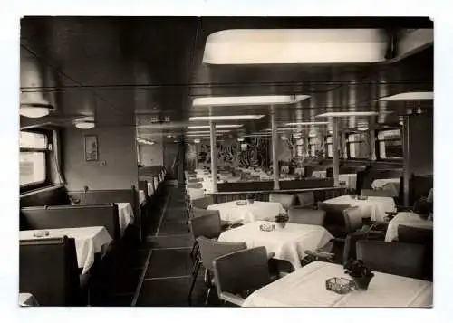 Ak Berlin Hauptstadt der DDR Weiße Flotte Luxusfahrgastschiff Speisesalon 1964