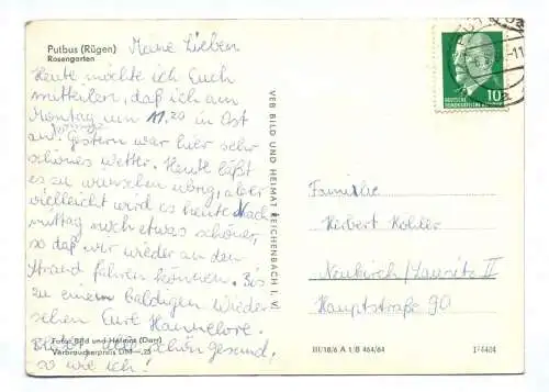 DDR Ak Putbus Rügen Rosengarten 1964