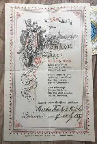 Alter Taufbrief Bei der Taufe Weihe Schmuckpapier 