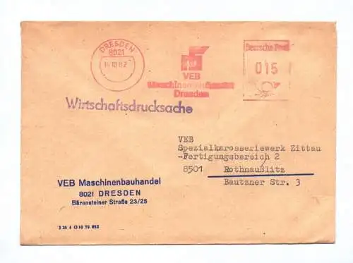 Wirtschaftsdrucksache 1982 DDR VEB Maschinenbauhandel Dresden