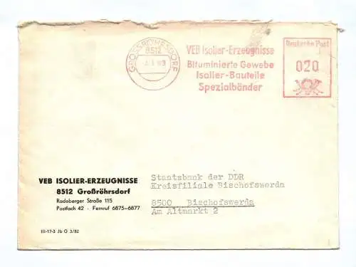 Brief VEB Isolier Erzeugnisse Großröhrsdorf 1983 DDR