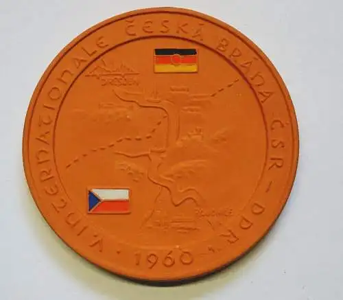 Porzellan Plakette Frieden Regatta Tschechoslowakei DDR Elbe 1960